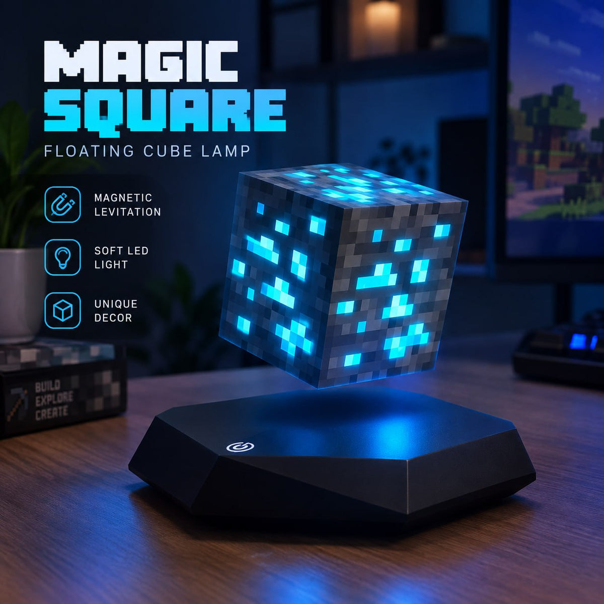 (1 YEAR WARRANTY) Magnetic Levitating Light Cube